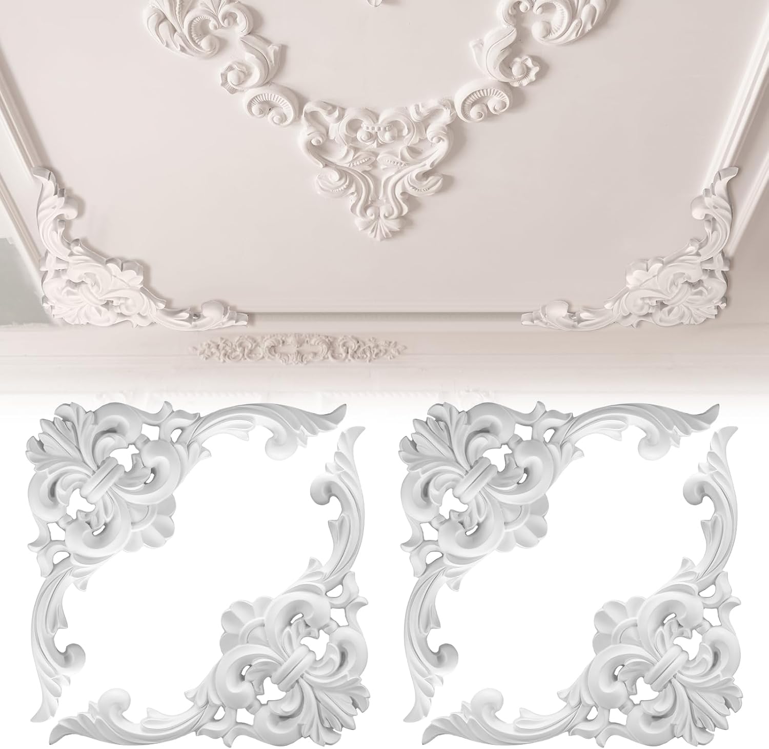 Flower Wall Panel - PU-Deckenleisten-Set Eckverzierung Wanddekor für Medaillon-Decken mit