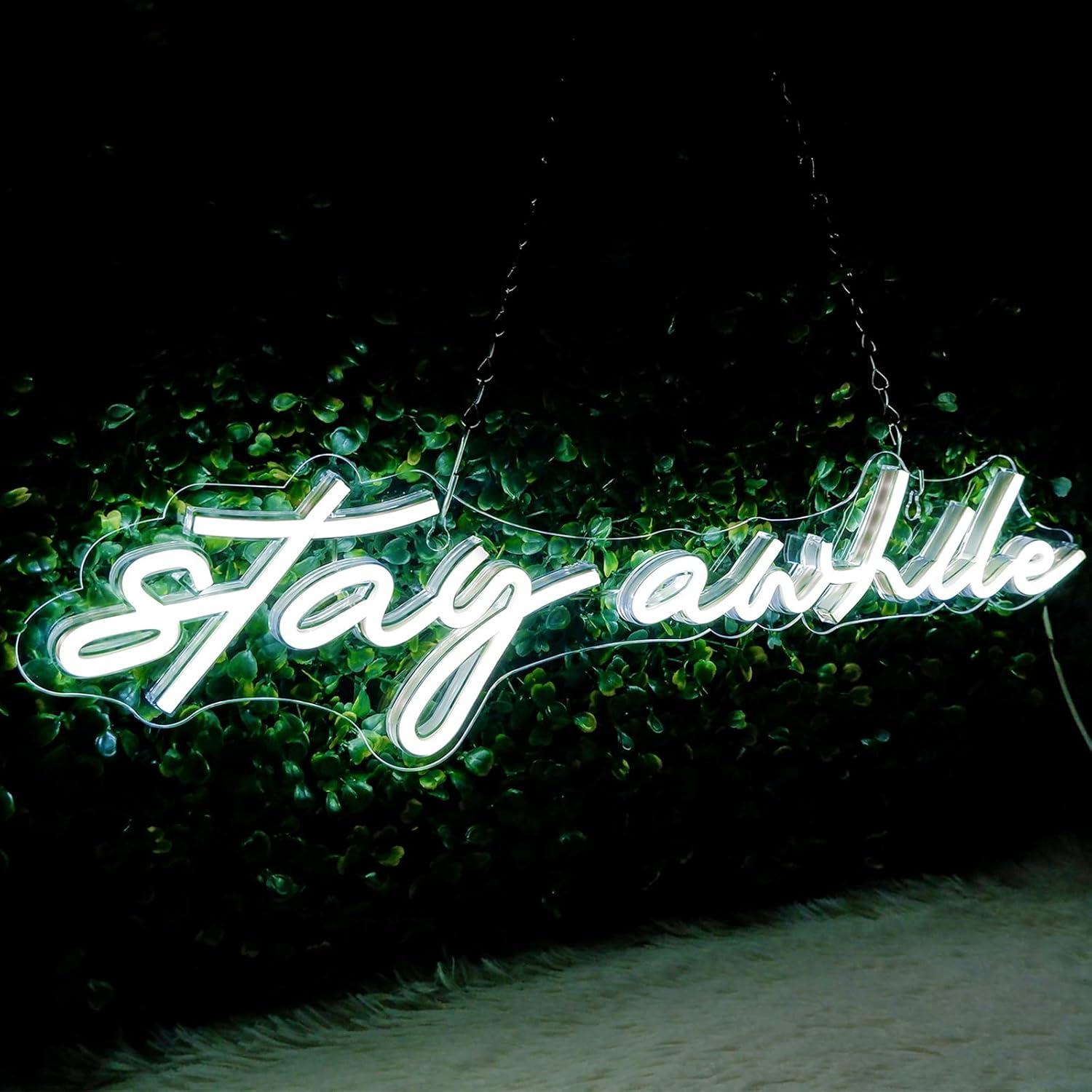 Neon Sign Party - Stay Awhile Neon-Schilder USB Dimmbare LED-Neonlichter