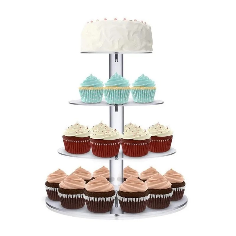 Cupcake Stand Tier - Klarer Acryl-Cupcake-Halter mit 3–5 Etagen, großes