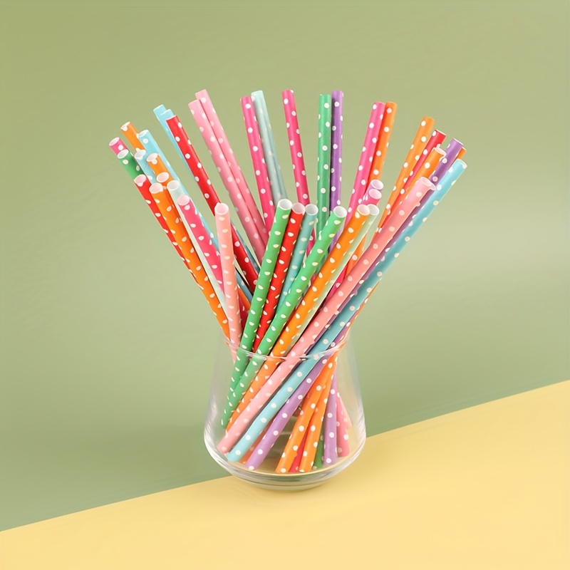Paper Straw Color - 100 bunte Einweg-Papierstrohhalme, geeignet für Bars,