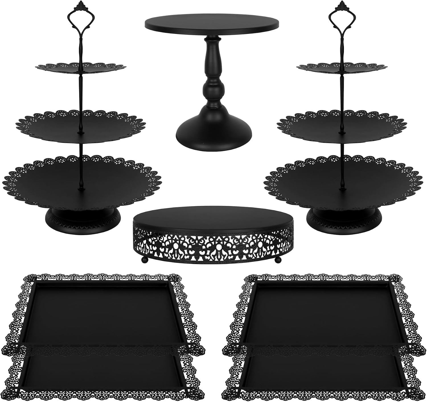 Cupcake Stand Tier - Schwarzes Metall-Desserttisch-Display-Set, 8-teilig, 3-stufiger Cupcake-Ständer, Kuchenständer