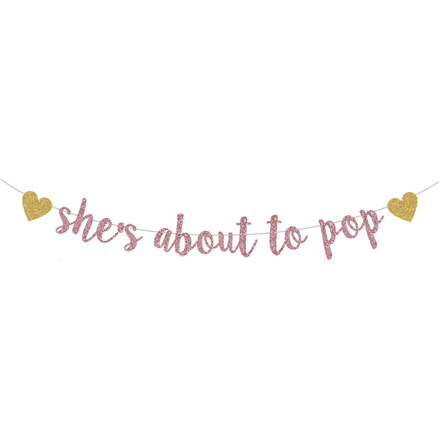 Party Banner Gold - Banner „She's About to Pop“, Roségold
