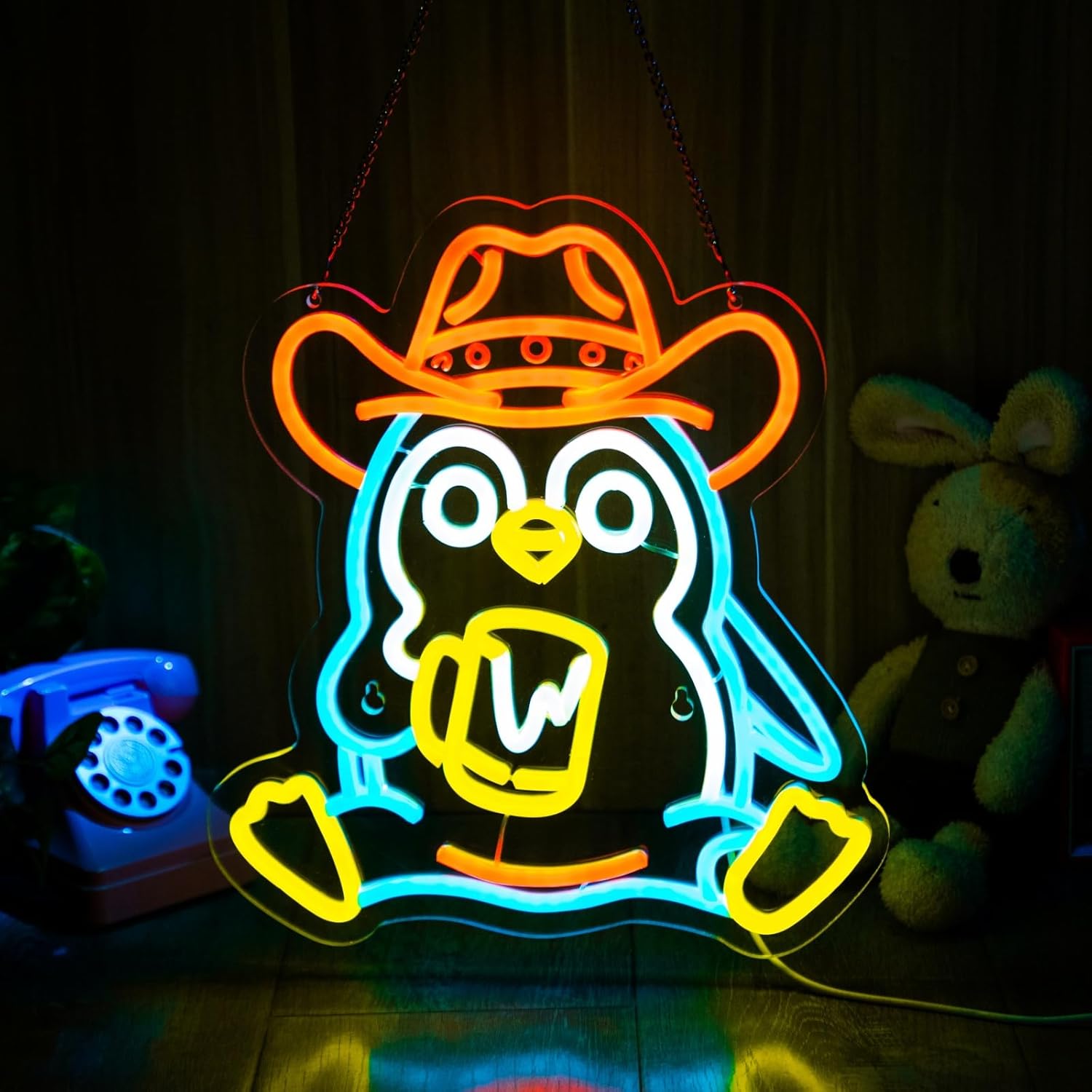 Neon Sign Party - Pinguin Neon-Schild USB-Betriebenes LED-Licht für Kinderzimmer,