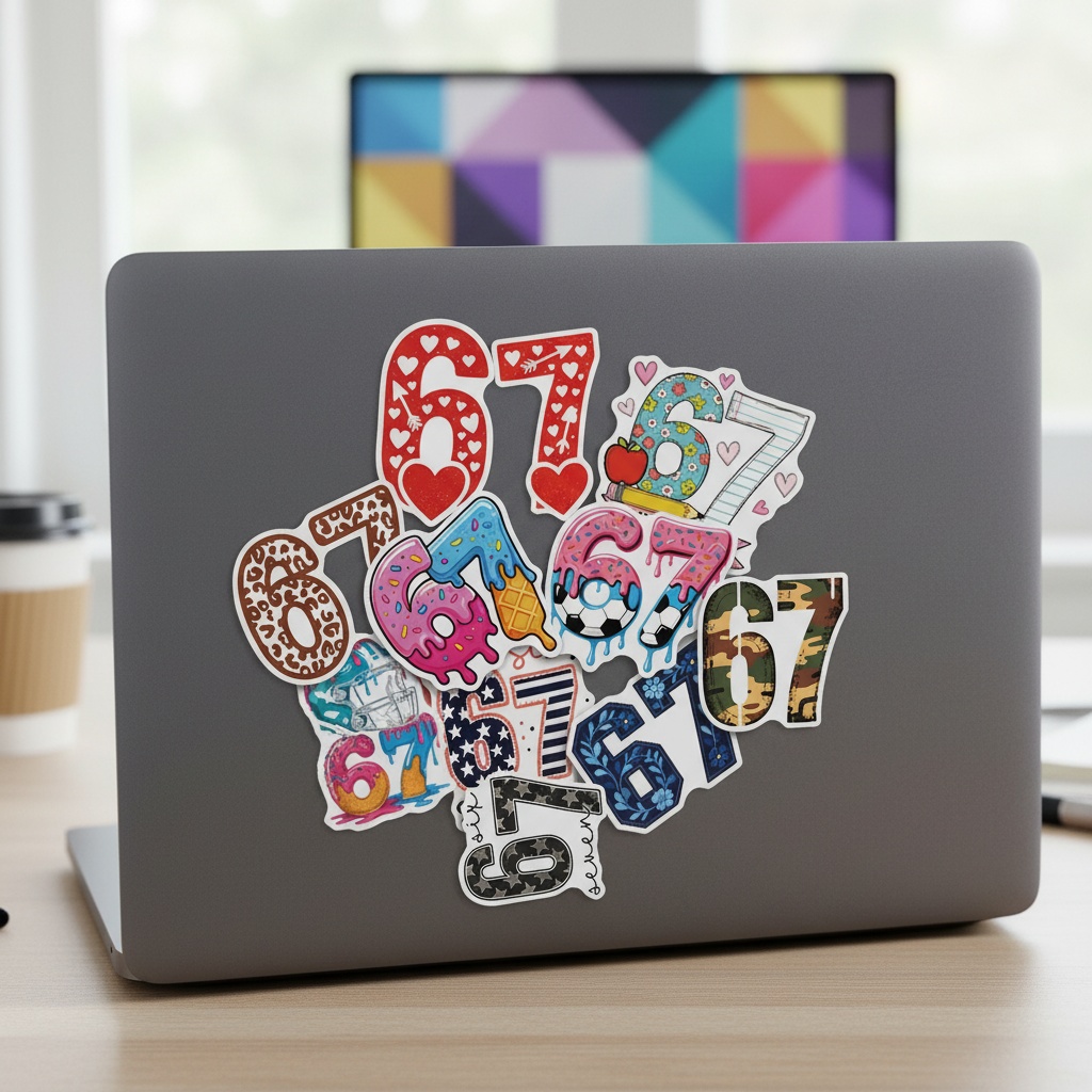 Plastic Cup 50Pcs - 50 Stück Nummer 67 Digitale Graffiti-Aufkleber,