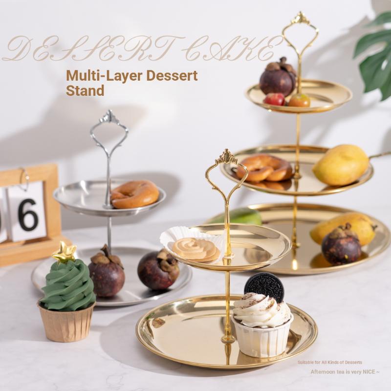 Cupcake Stand Tier - 【CPI】Gold-silberner 2/3-stufiger Kuchenständer, Party-Dessertturm für Feiertagsfeiern,