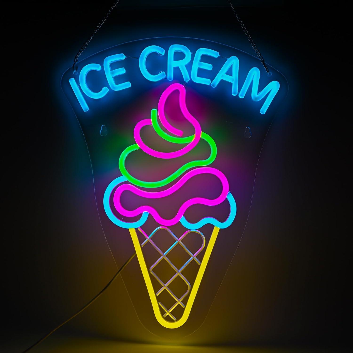 Neon Sign Party - Eiscreme-Neonschild Dimmbares Dessert-Bar LED-Licht für Eisdielen,
