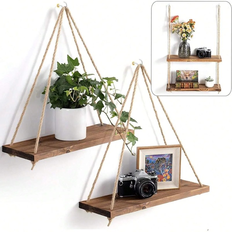 Flower Wall Panel - 1PC Holz Schaukel Hängen Hanf Seil