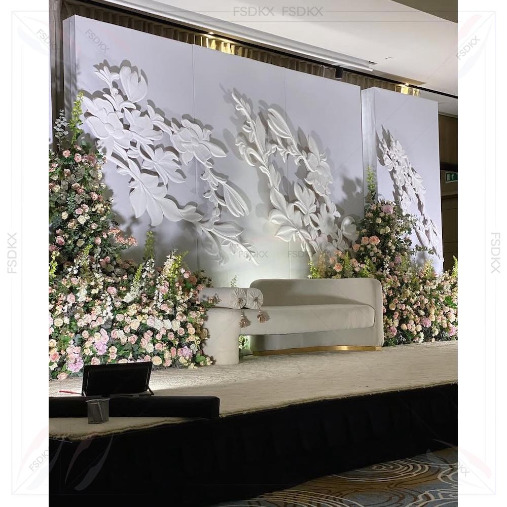 Party Event Supplier - Hochzeitsdekoration Weißer Bogen-Hintergrund mit 3D-Kunstblumen