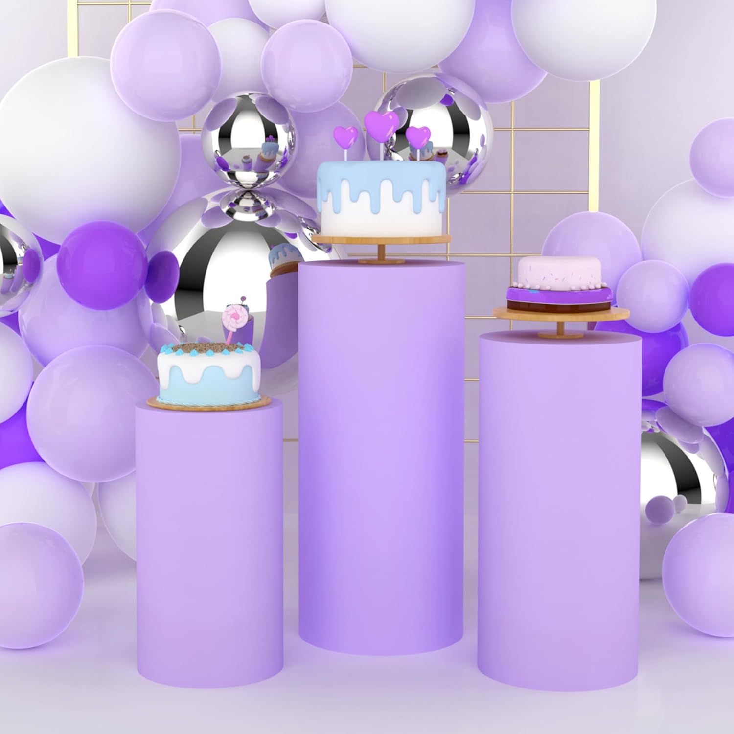 Dessert Table Backdrop - Yeele Lila Zylinder-Ständer-Abdeckung Hintergrunddekoration für Geburtstag