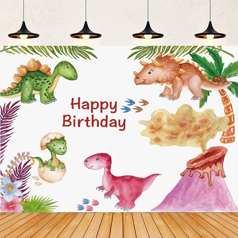 Dessert Table Backdrop - Fotografie-Hintergrund, Aquarell-Dschungel-Dinosaurier-Geburtstagsparty-Dekoration für Mädchen und Kinder,