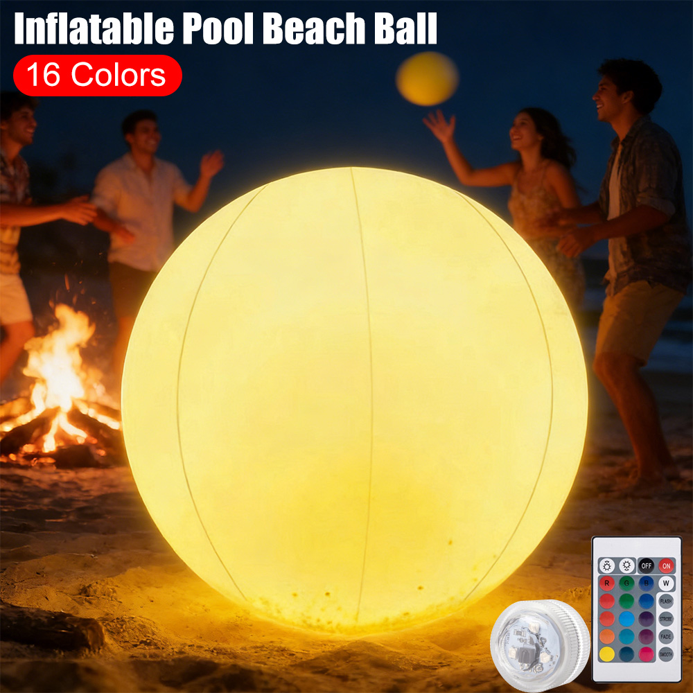 Led Balloon Light - Aufblasbarer Pool-Strandball Leuchtender LED-Ballon 16 Farben