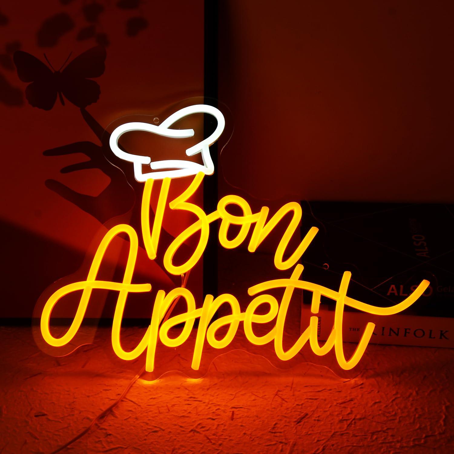Neon Sign Party - Bon Appetit Kochmütze Neonschild Dimmbares LED-Licht