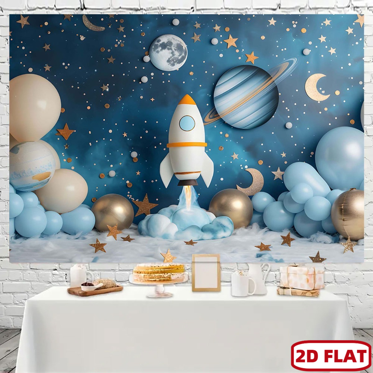 Event Launch Party - 2D flaches 1-teiliges Partybanner mit Weltraumthema