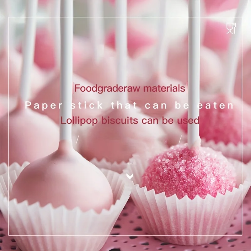 Paper Straw Color - 100 Stück, Einweg-Kuchenpop-Stäbchen aus weißem Kraftpapier