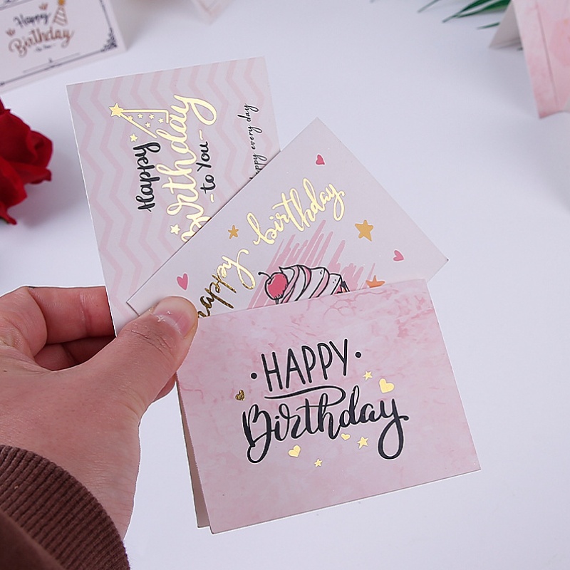 Party Event Supplier - 100 Stück goldgeprägte Happy-Birthday-Grußkarten zum Falten,