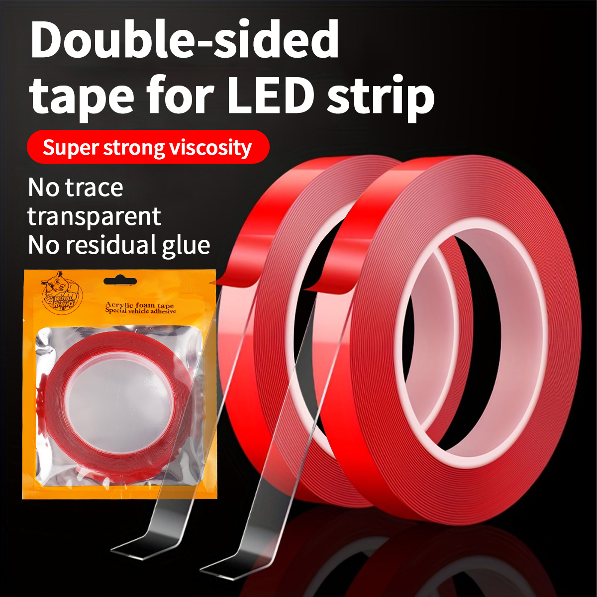 Led Balloon Light - LED-Lichtleiste, Klebestreifen, doppelseitiges Nano-Acrylband, transparent, starke