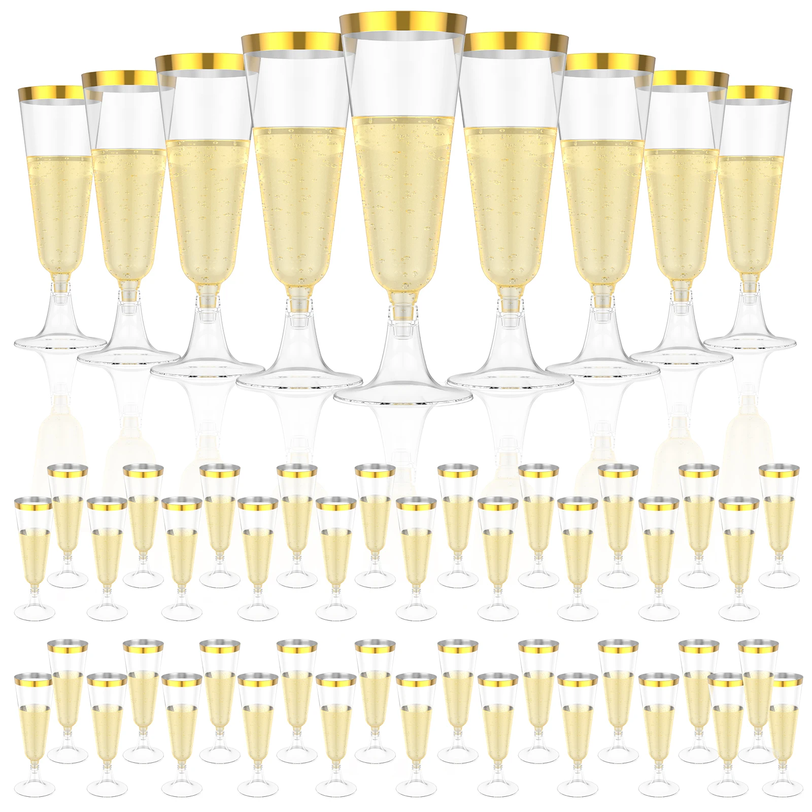 Plastic Cup 50Pcs - 50 Stück Champagnergläser aus Kunststoff mit