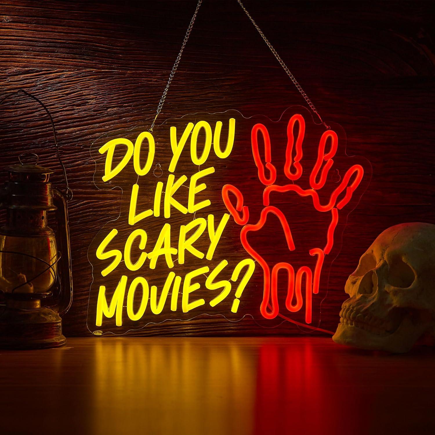 Neon Sign Party - Neon-Schild 'Magst Du Gruselfilme?' mit Dimmbarem