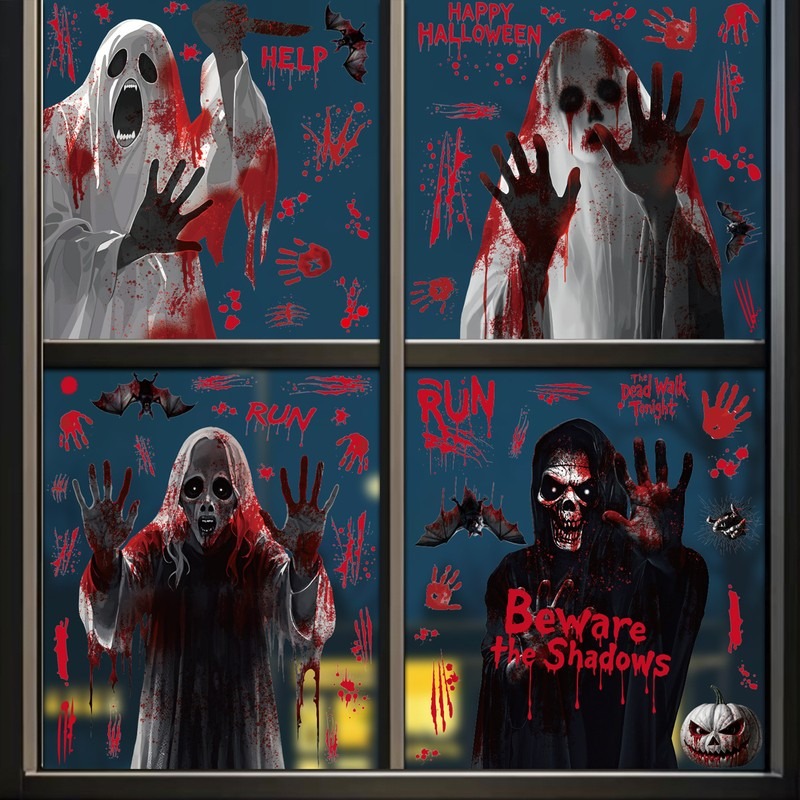 Party Event Supply Store - Halloween Fenstersticker Geister Blutige Hände Statische