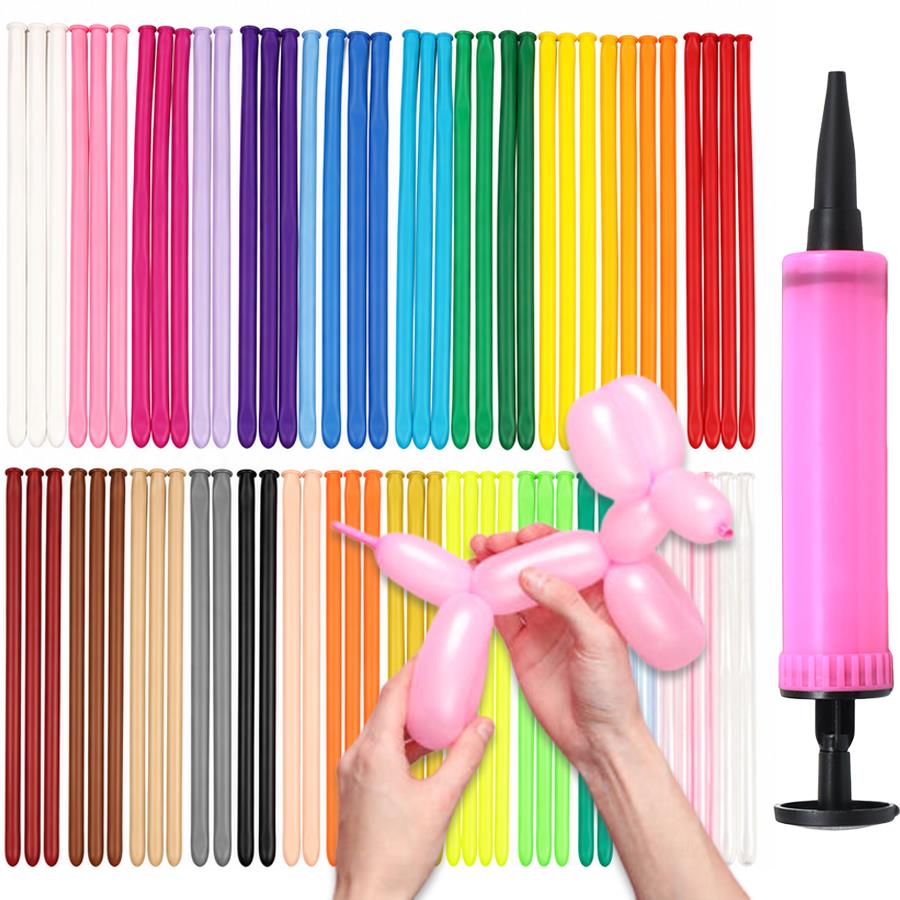Balloon Pump Hand - 101/201-teiliges Langstreifenballon-Set mit Handpumpe, DIY-Atmosphären-Erzeugungswerkzeug für