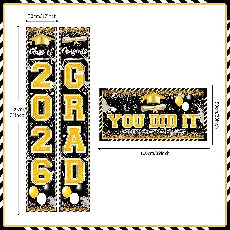 2D 3-teilige 2026 Abschlussban – Party Banner Gold Bewertung und Preis