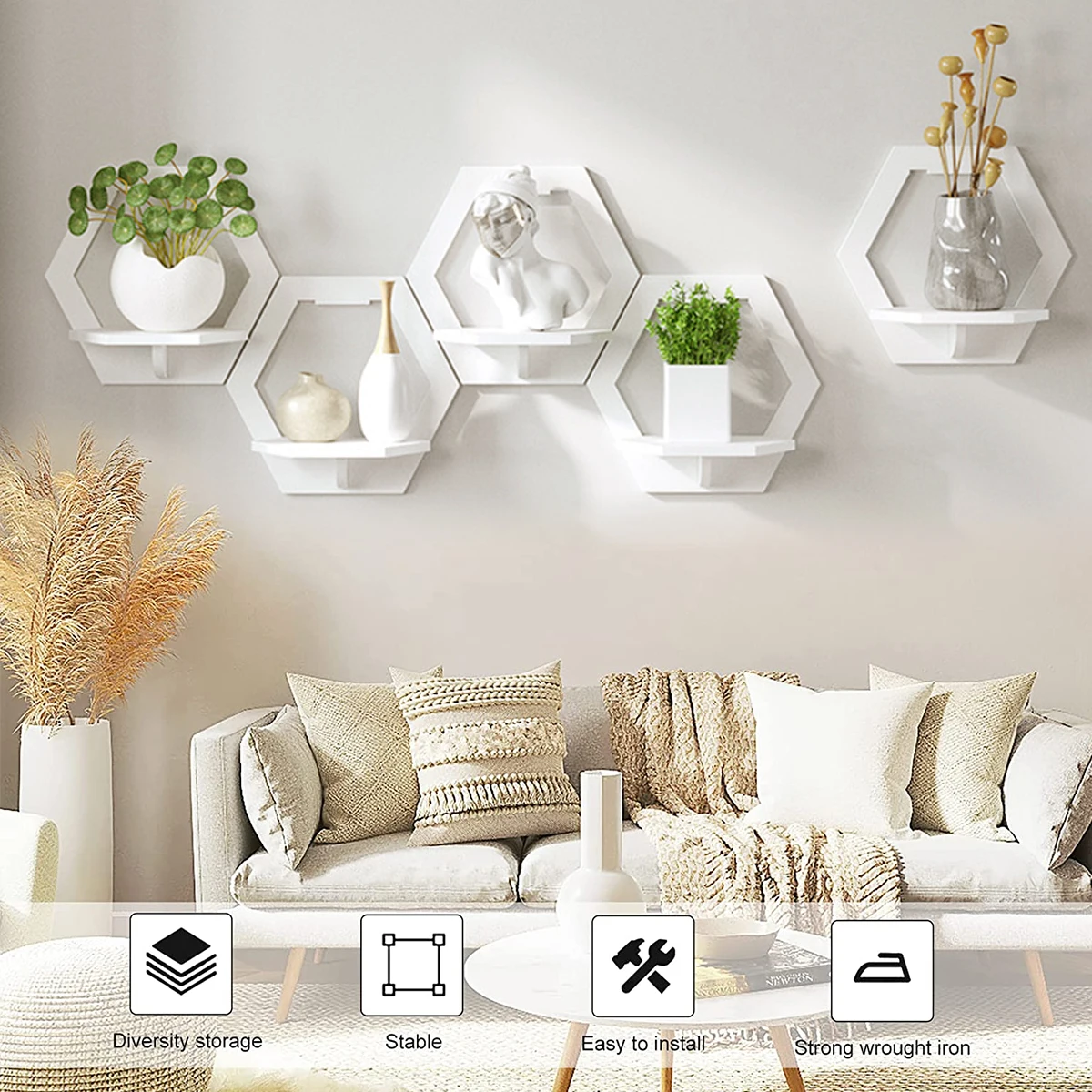 3Pcs Hexagon Wand Regal Schlag – Flower Wall Panel Bewertung und Preis