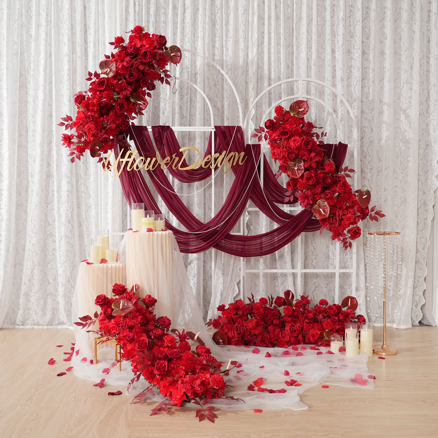 Uflower Red Flower Row Hochzei – Flower Wall Panel Bewertung und Preis