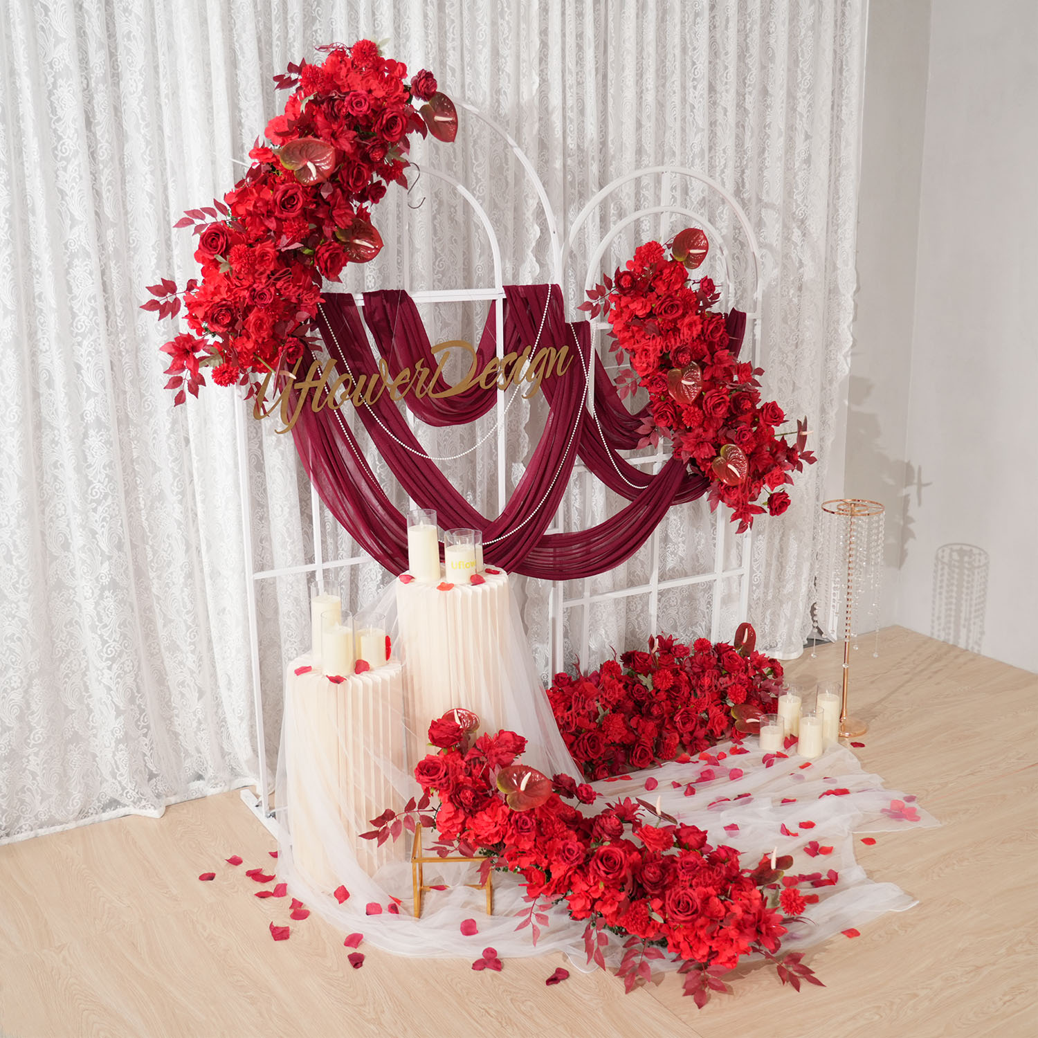 Uflower Red Flower Row Hochzei – Flower Wall Panel Bewertung und Preis