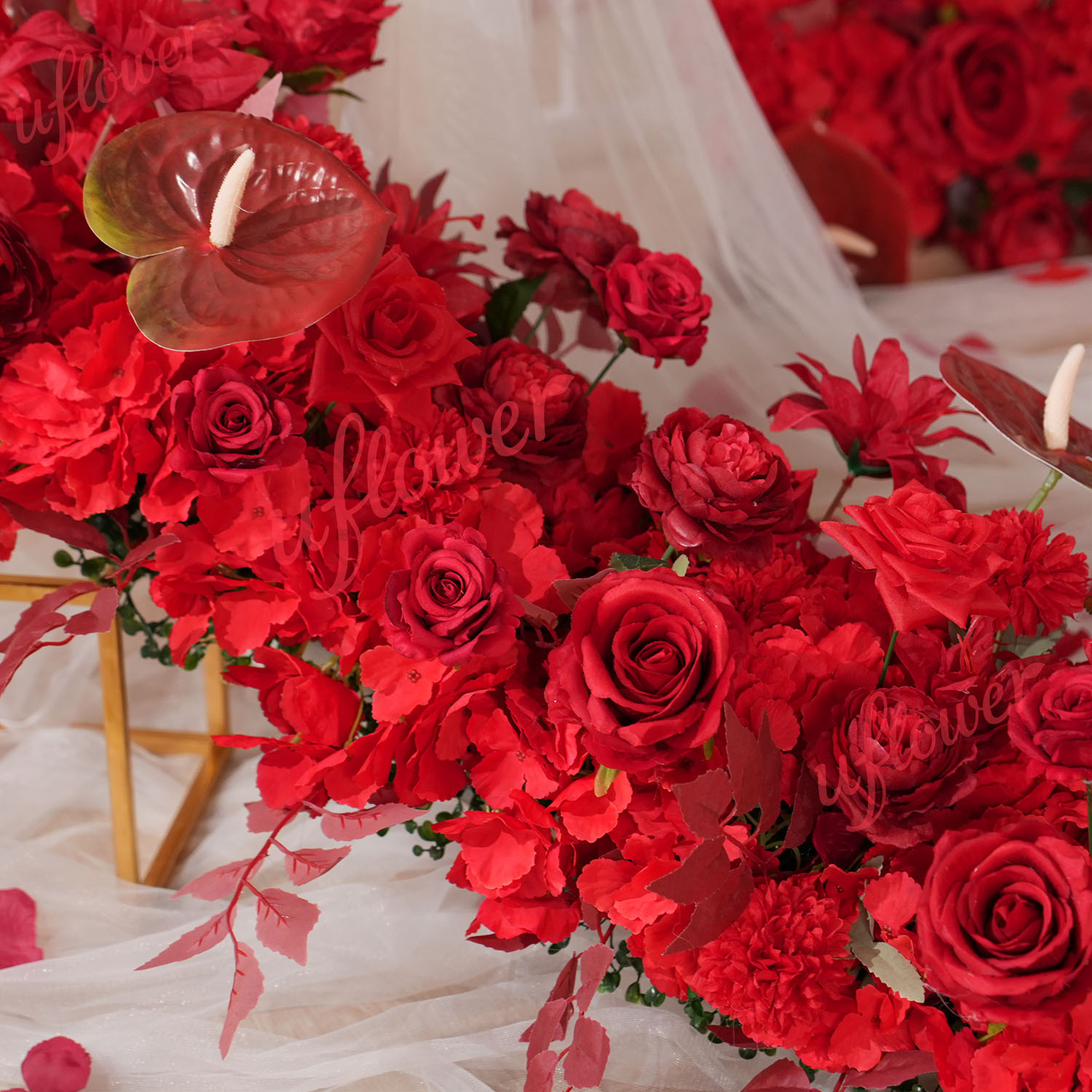 Uflower Red Flower Row Hochzei – Flower Wall Panel Bewertung und Preis