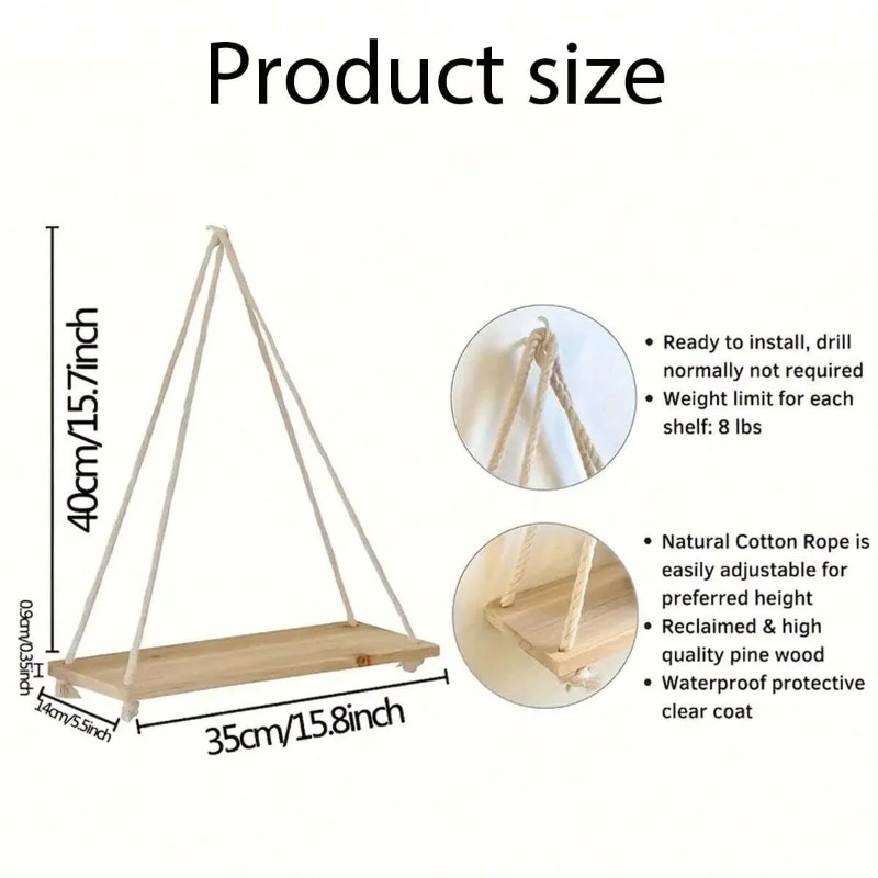 1PC Holz Schaukel Hängen Hanf  – Flower Wall Panel Bewertung und Preis