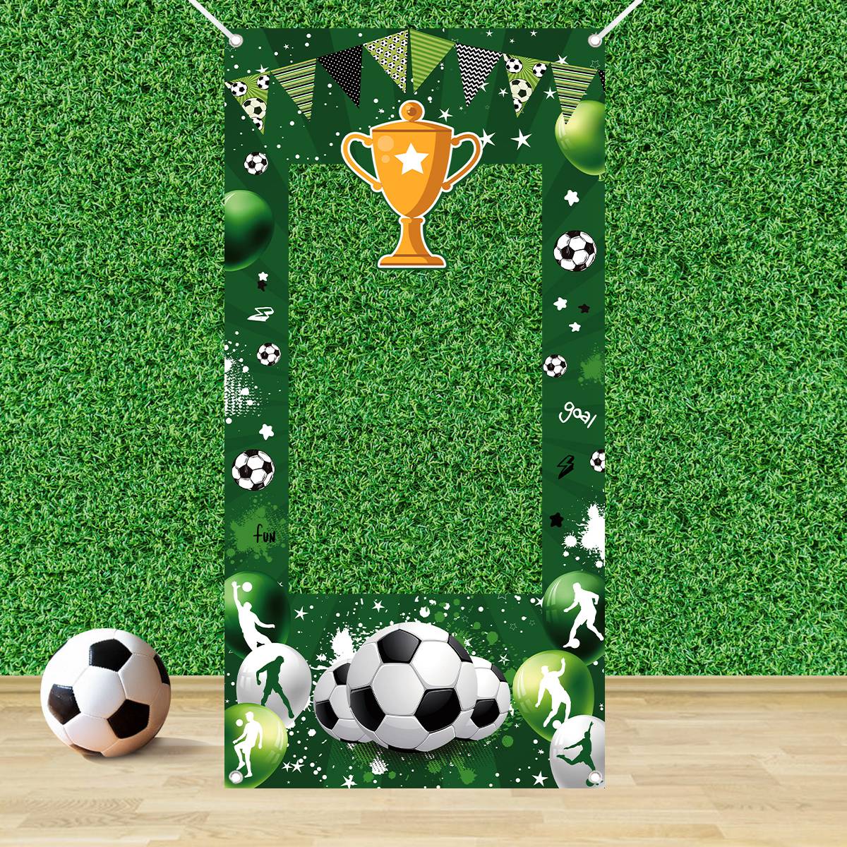 1pc Grün Fußball Dekorative Ph – Photo Booth Frame Bewertung und Preis