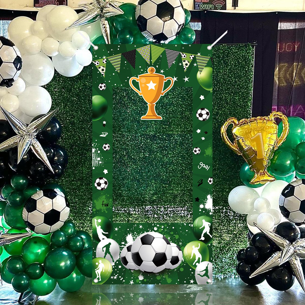 1pc Grün Fußball Dekorative Ph – Photo Booth Frame Bewertung und Preis