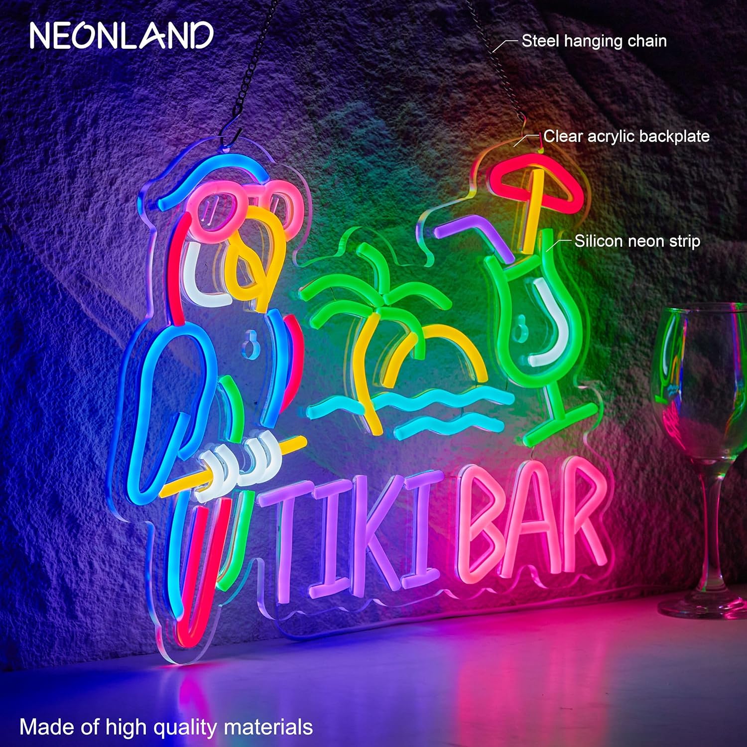 Tiki Bar Papageienpalmen-Neons – Neon Sign Party Bewertung und Preis