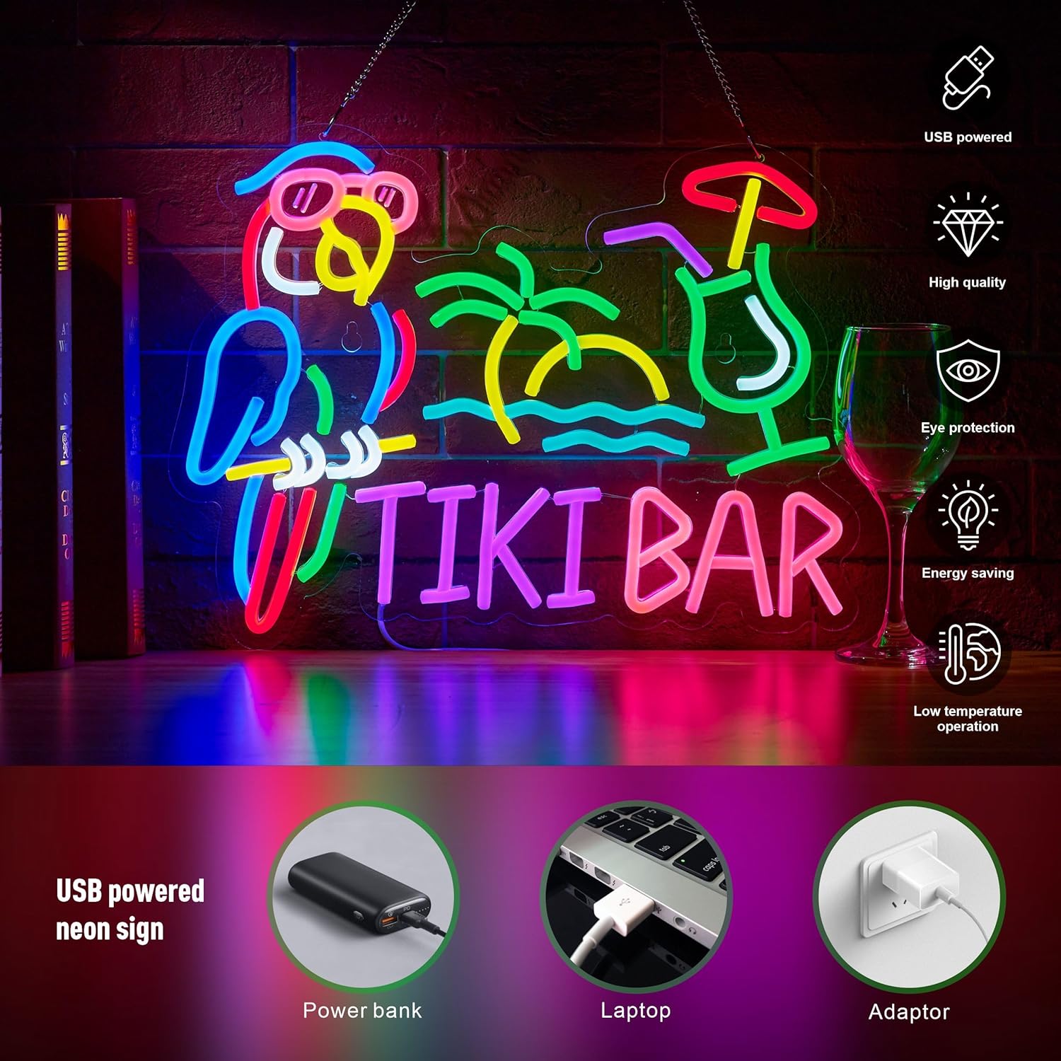 Tiki Bar Papageienpalmen-Neons – Neon Sign Party Bewertung und Preis