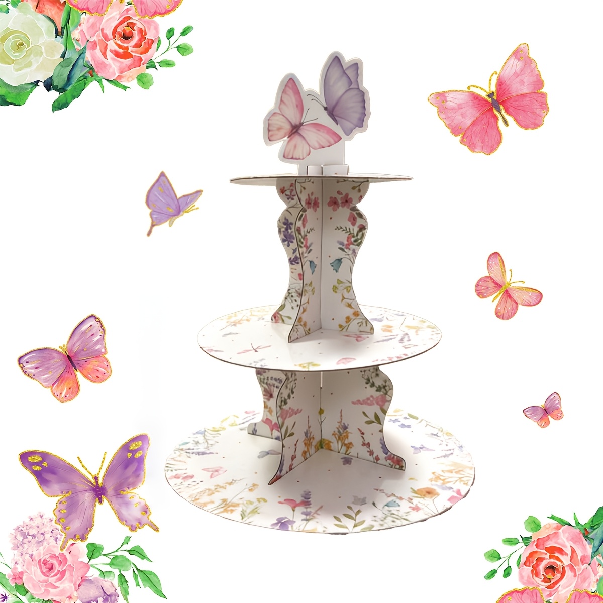 3-stöckiger Wildblumen-Schmett – Cupcake Stand Tier Bewertung und Preis