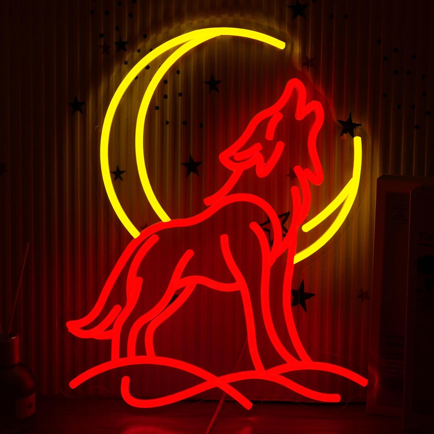 Heulender Wolf Neon-Schild Dim – Neon Sign Party Bewertung und Preis