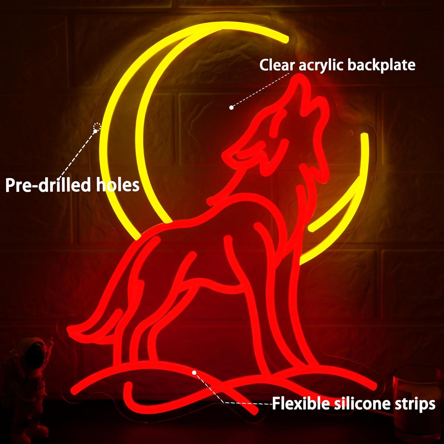 Heulender Wolf Neon-Schild Dim – Neon Sign Party Bewertung und Preis