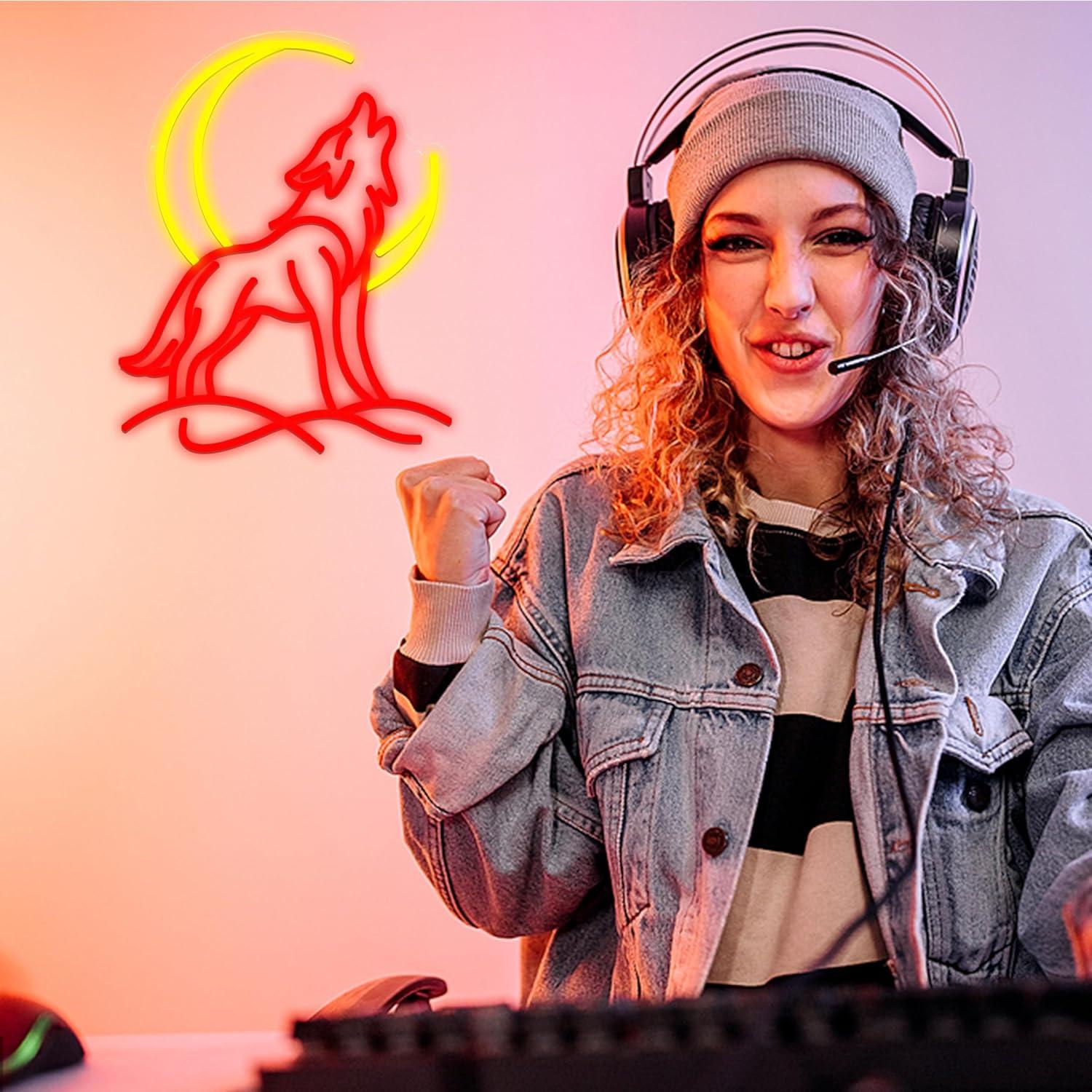 Heulender Wolf Neon-Schild Dim – Neon Sign Party Bewertung und Preis